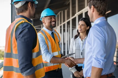 construction workers meeting