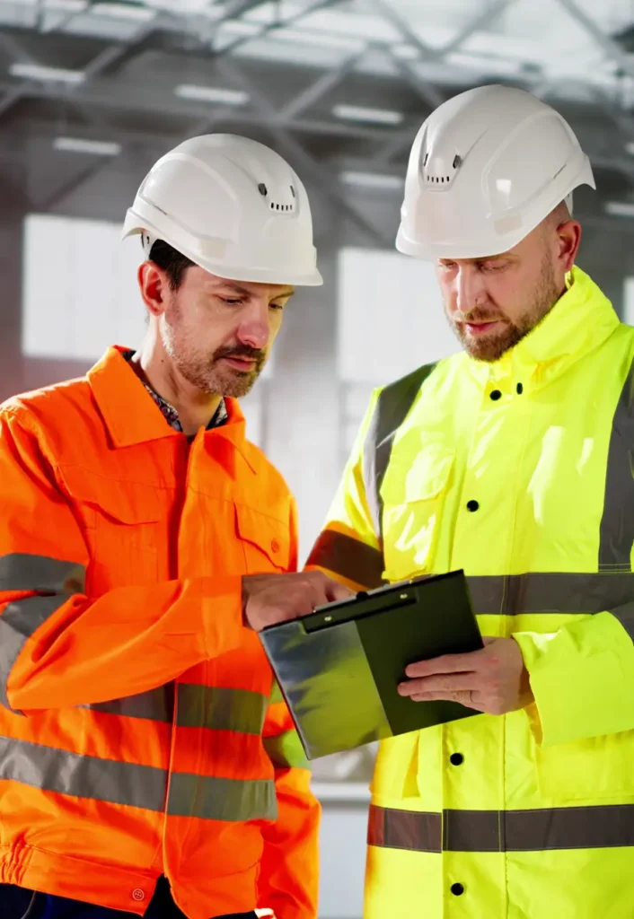 2 workers discussing plan