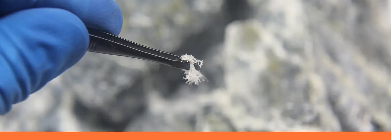 Asbestos inspector using precise tools